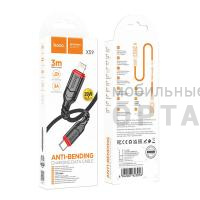 Кабель Type-C to Lightning HOCO X59 Victory, 3.0м, круглый, 3,0А, PD20Вт нейлон, цвет: чёрный (1/25/250)