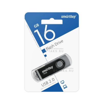 Флешка USB 16Gb SmartBuy Twist, USB 2.0, черный